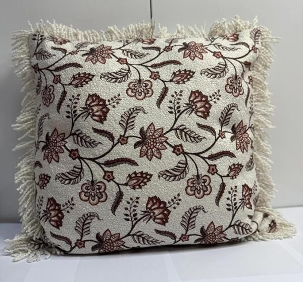 Floral Embroidered Cushion Cover with Tassels – Decorative Throw cushion covers for Sofa, Couch, or Bed - Image 2