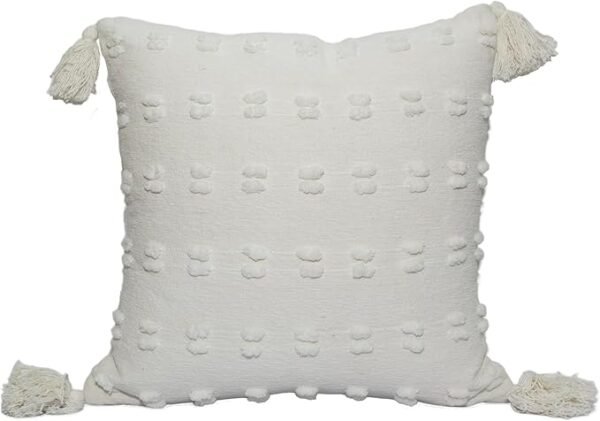 Woven Chenille Cushion Covers with Tassels 45x45 cm – Decorative Throw Cushions Covers (Set of 2)